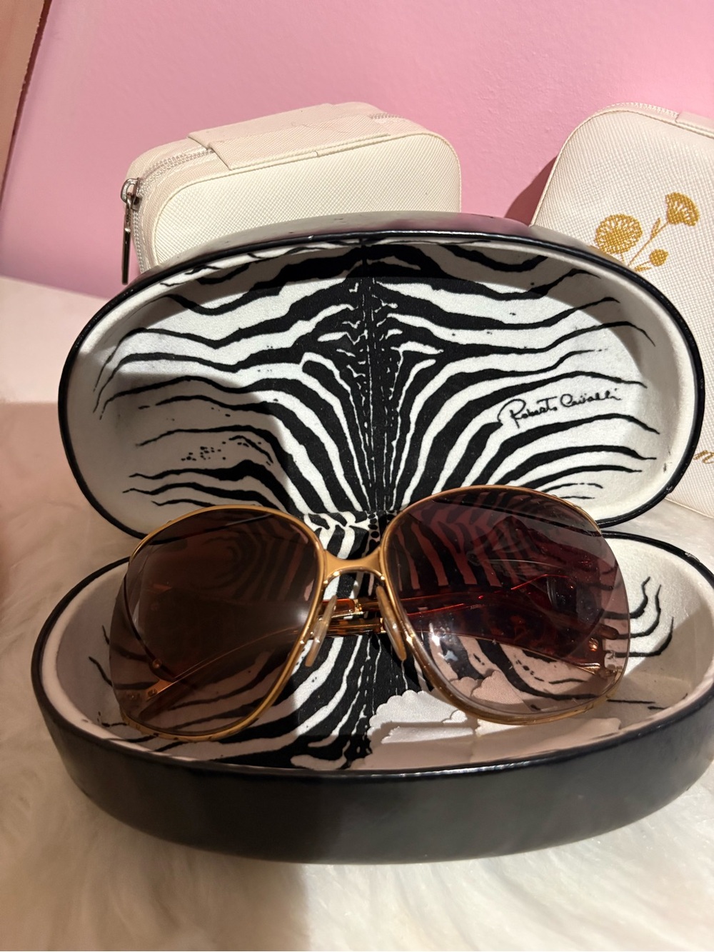 Roberto Cavalli Gold-Tone Frame with Brown Gradient Lenses Aviator Sunglasses